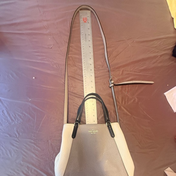 Kate Spade Jackson Medium Triple Compartment Satchel Gray Optic White Black - Picture 11 of 12